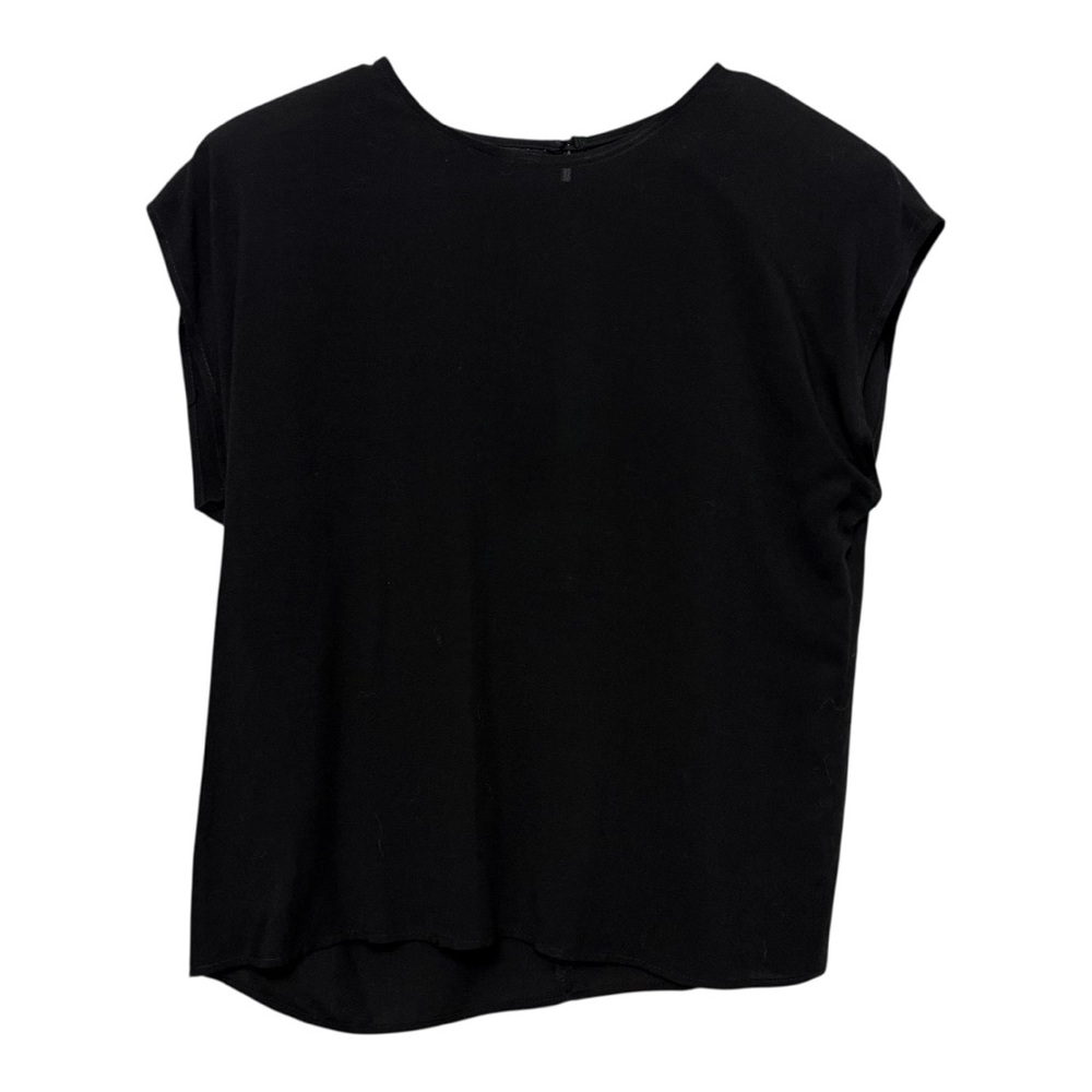 Vintage Jonathan Martin Boxy Cap Sleeve Black Blouse Womens Medium Minimalist